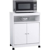 White Utility Cart/Kitchen Microwave Cart w/ Casters
